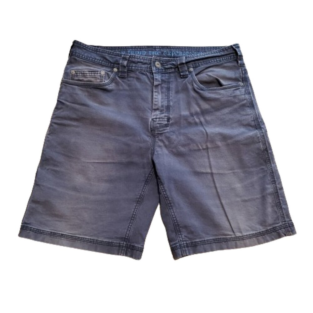 Prana Hiking Shorts Men's 34 Navy Blue 9 Inseam Outdoor Summer Sun Damaged - Picture 2 of 14